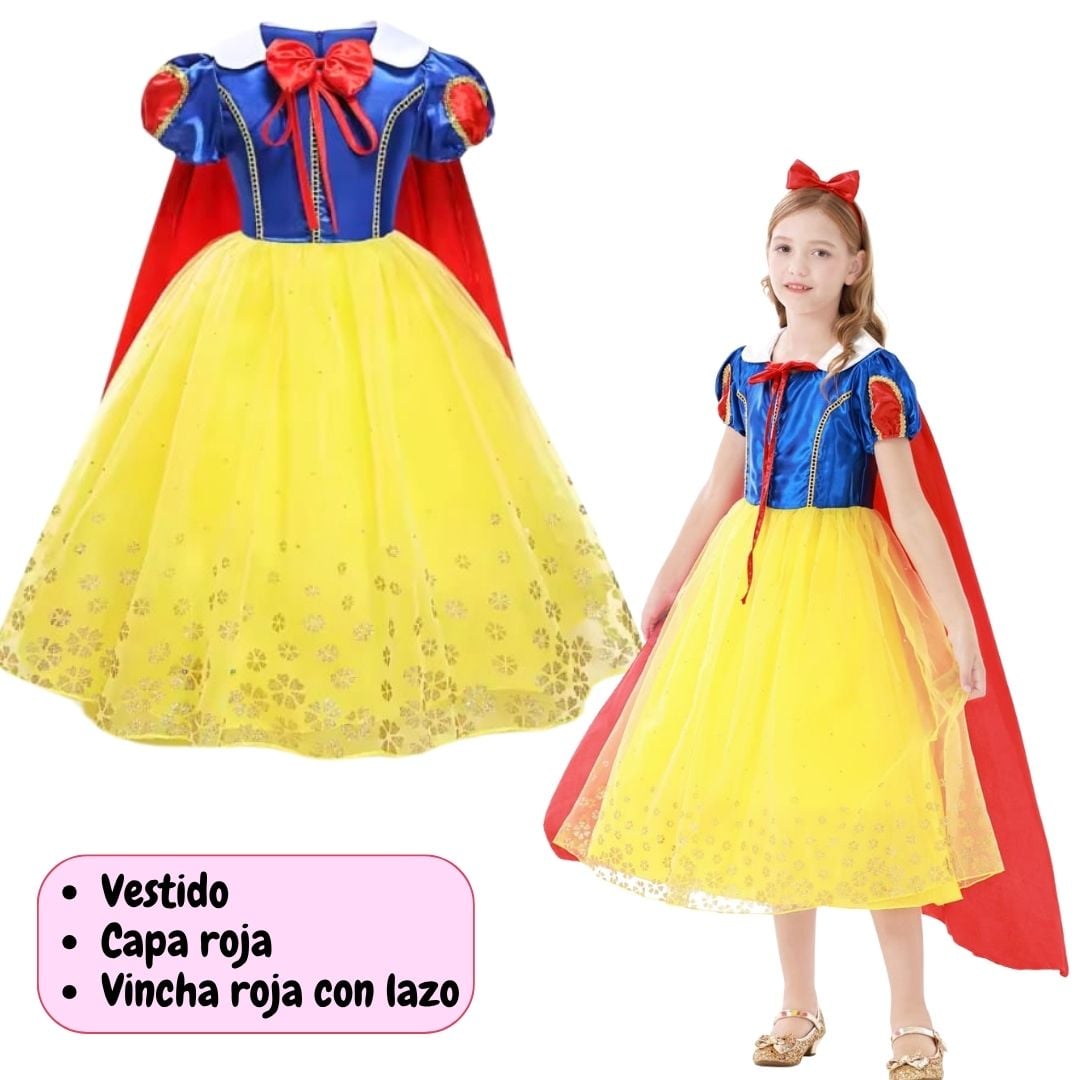 VESTIDO BLANCANIEVES DISFRAZ NIÑAS BLANCA NIEVES - TALLA  4 HASTA 14 - 1