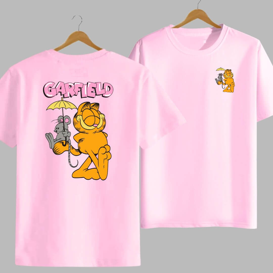 POLOS GARFIELD ALGODON ROSADO PELUCHE - TALLA DESDE 4 HASTA XL - 1