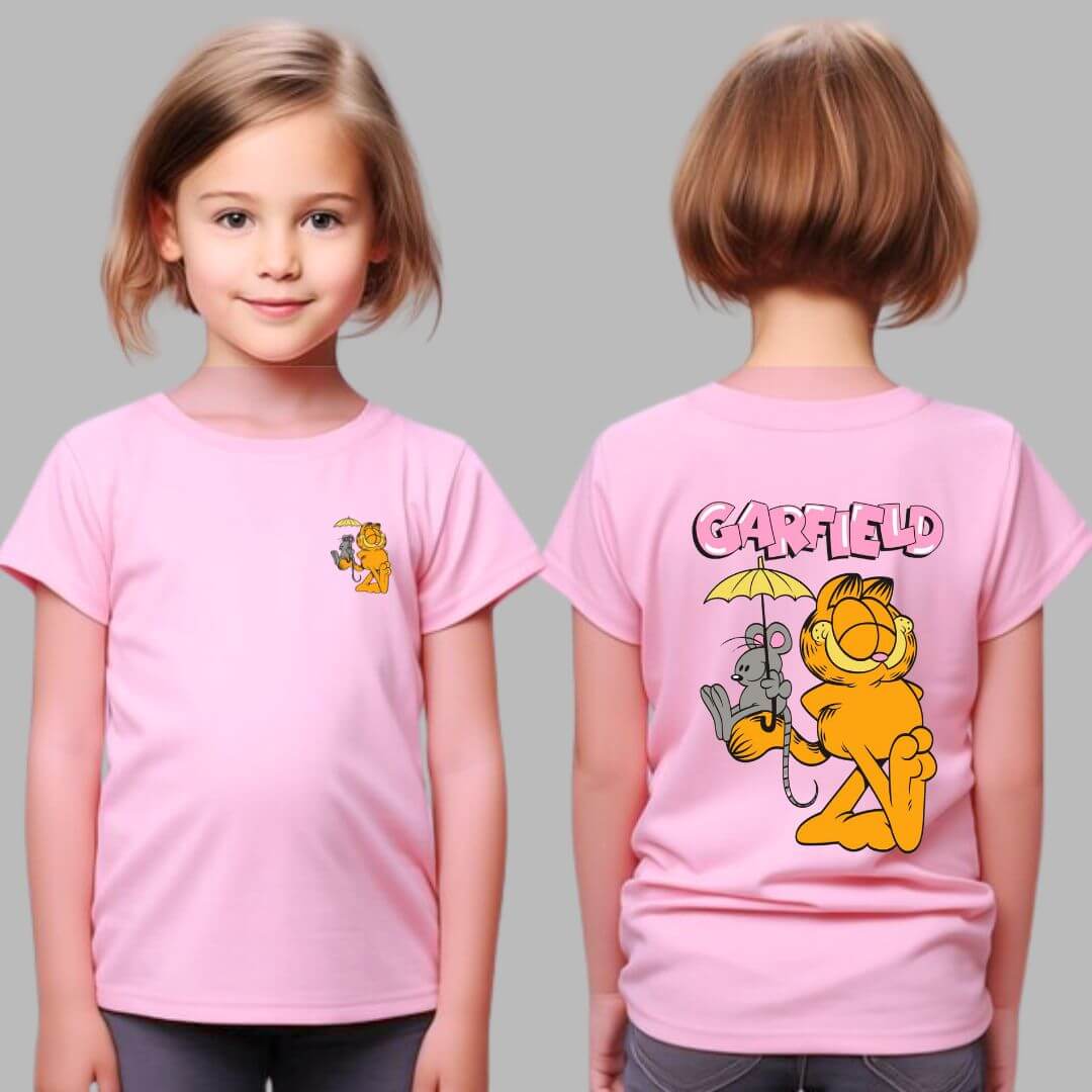 POLOS GARFIELD ALGODON ROSADO PELUCHE - TALLA DESDE 4 HASTA XL - 2