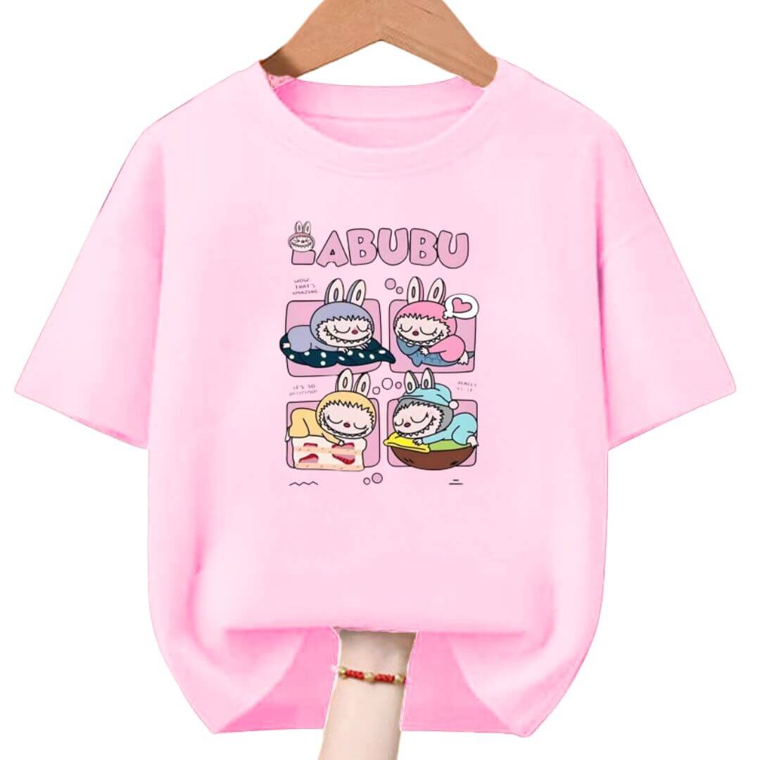 POLOS LABUBU ALGODON ROSADO DORMIDO PELUCHE - TALLA DESDE 4 HASTA XL - 1