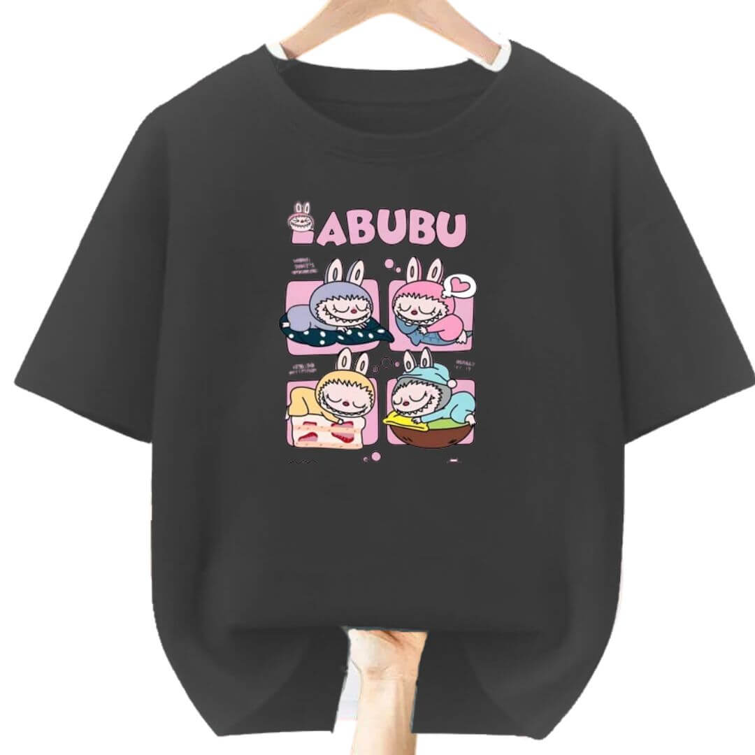 POLOS LABUBU ALGODON NEGRO DORMIDO PELUCHE - TALLA DESDE 4 HASTA XL - 1