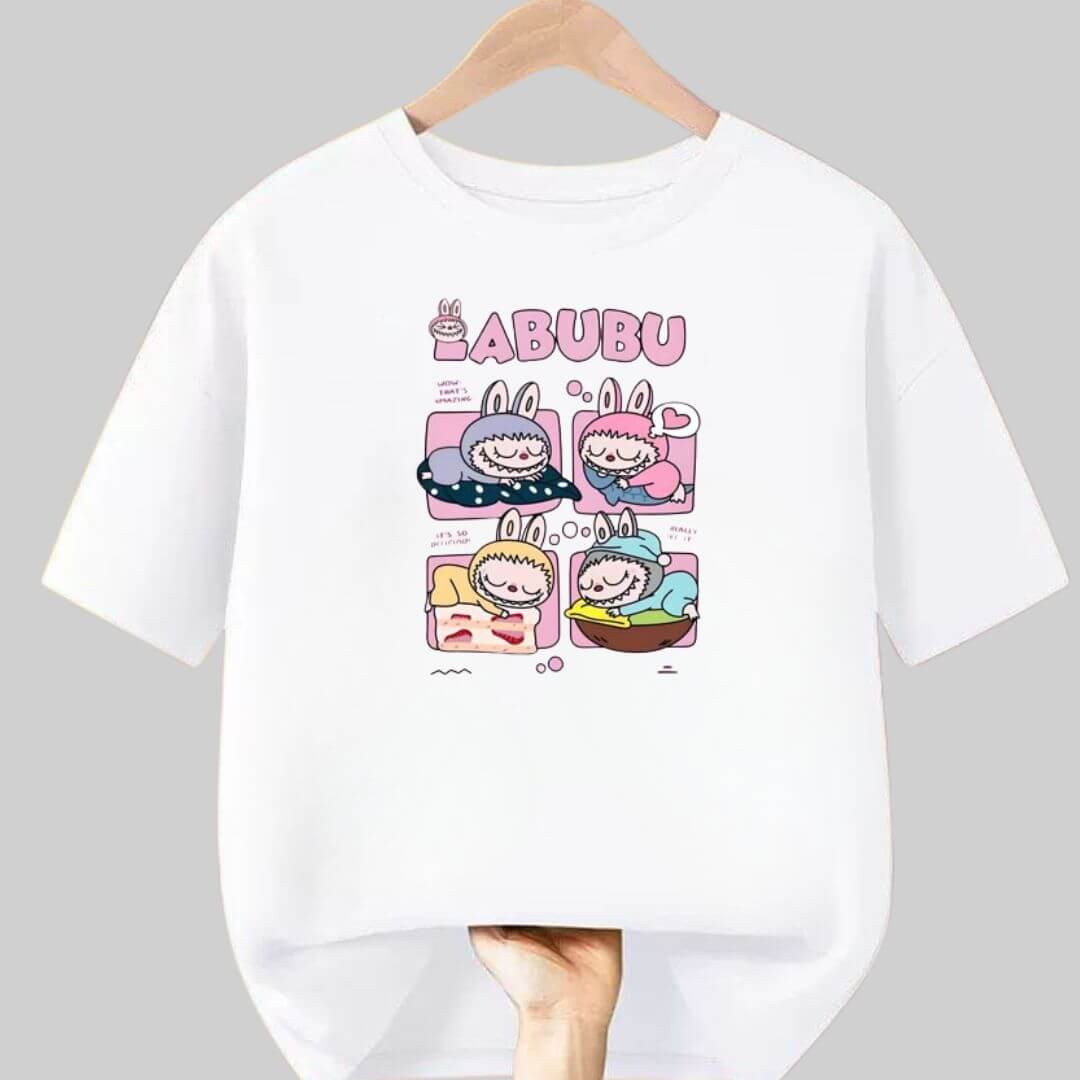 POLOS LABUBU ALGODON BLANCO DORMIDO PELUCHE - TALLA DESDE 4 HASTA XL - 1