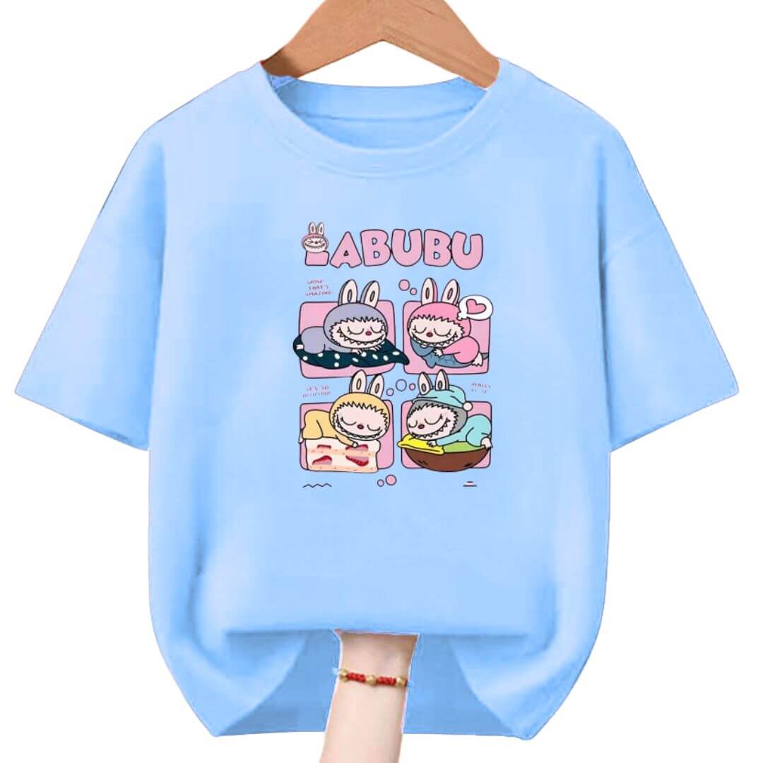 POLOS LABUBU ALGODON CELESTE DORMIDO PELUCHE - TALLA DESDE 4 HASTA XL - 1