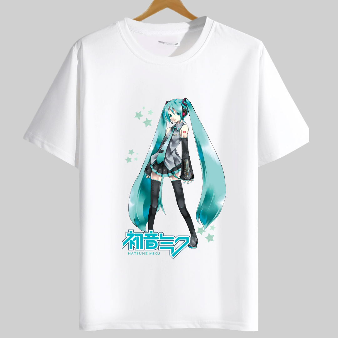 POLO ALGODÓN BLANCO MIKU HATSUNE PELUCHE - TALLAS 6 HASTA XL - 1