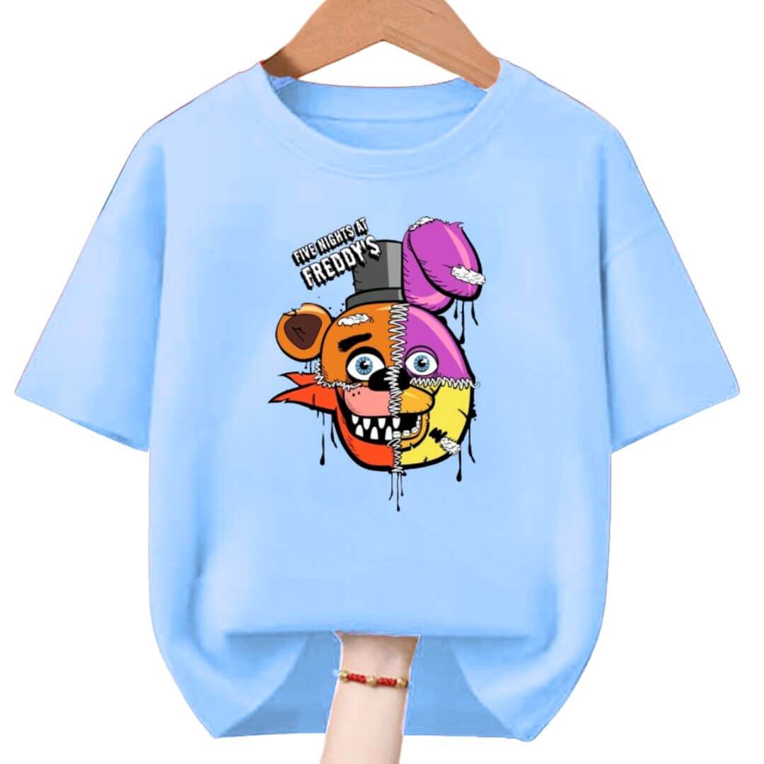 POLO CELESTE FNAF FIVE NIGHTS AT FREDDYS PELUCHE - TALLAS 6 HASTA XL - 1