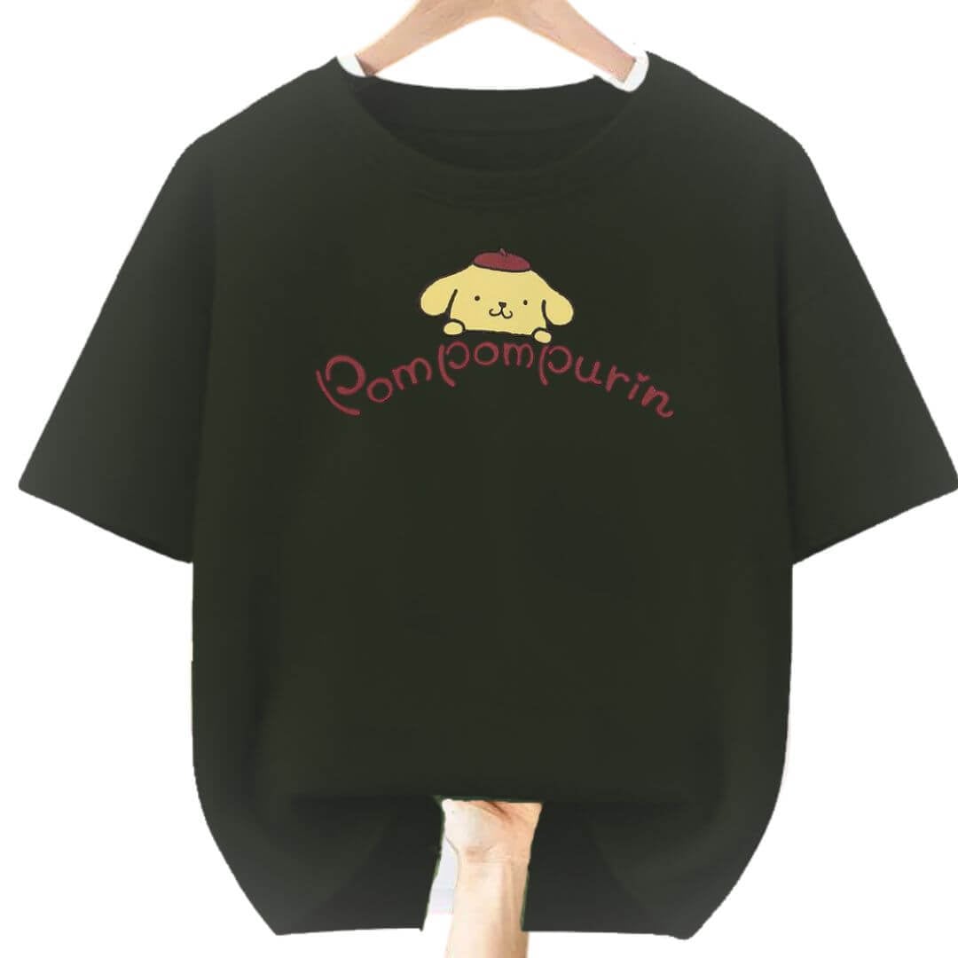 POLO ALGODÓN POMPOMPURIN NEGRO PELUCHE - TALLAS 6 HASTA XL - 1