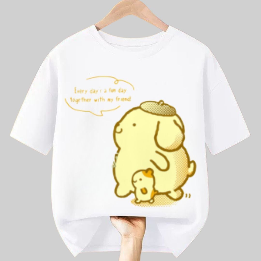 POLO POMPOMPURIN ALGODÓN BLANCO PELUCHE - TALLAS 6 HASTA XL - 1