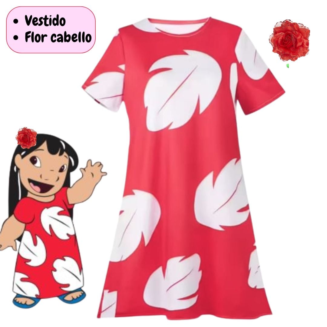 VESTIDO LILO STITCH ROJO DISFRAZ IMPORTADO - TALLAS 4 HASTA 16 - 1