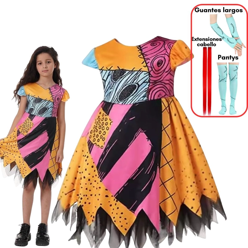 DISFRAZ SALLY JACK SKELETON VESTIDO  PELUCHE IMPORTADO - TALLA 6 HASTA 14 - 1