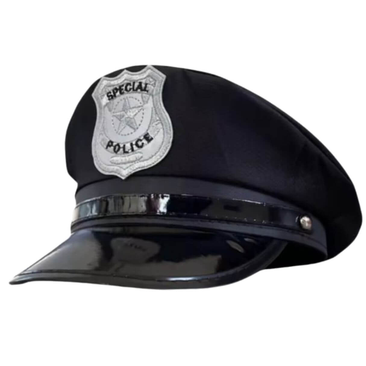 GORRO POLICIA NEGRO DISFRAZ - NIÑOS Y ADULTOS - 1