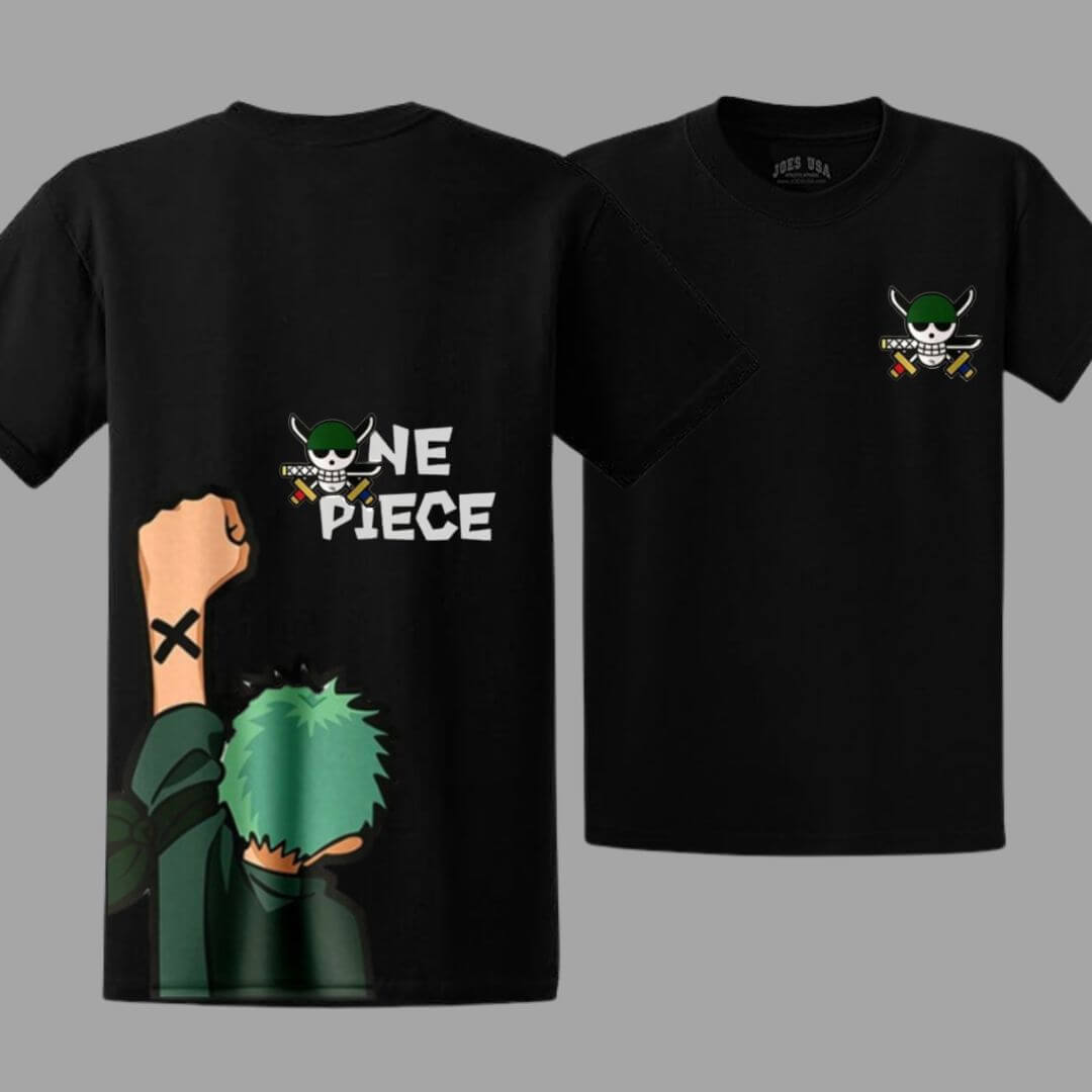 POLO ALGODON ZORO ONE PIECE NEGRO PELUCHE LUFFY - TALLAS 6 A XL - 1