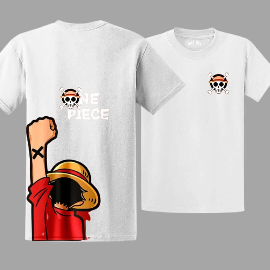 POLO ALGODON LUFFY ONE PIECE BLANCO PELUCHE - TALLAS 6 A XL - 1