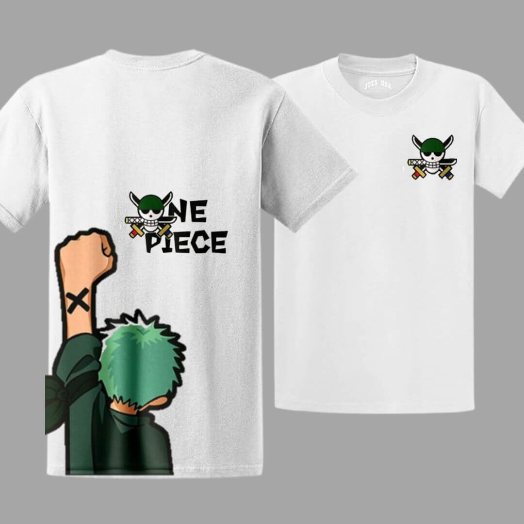 POLO ALGODON ZORO ONE PIECE BLANCO PELUCHE LUFFY - TALLAS 6 A XL - 1