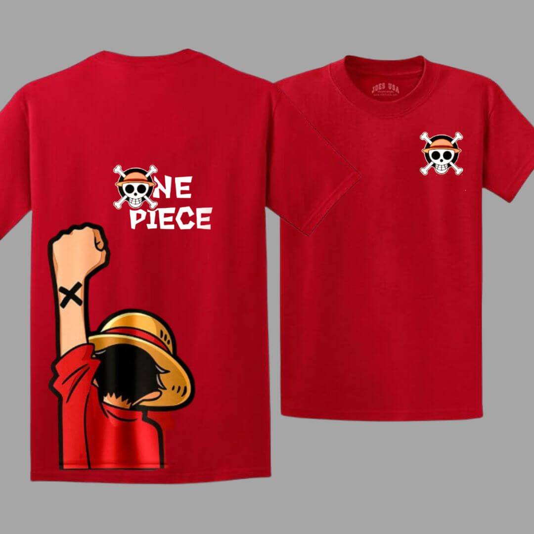 POLO ALGODON LUFFY ONE PIECE ROJO PELUCHE - TALLAS 6 A XL - 1