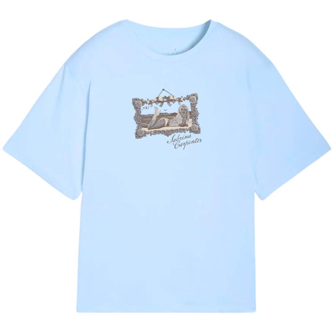 POLOS SABRINA CARPENTER OVERSIZE CELESTE  - TALLAS 16 AL XL - 2