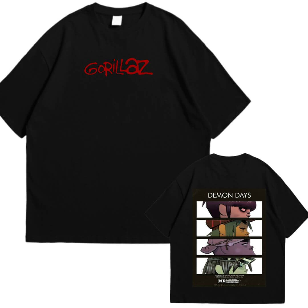 POLOS GORILLAZ OVERSIZE ALGODON NEGRO - TALLAS 16 AL XL - 1