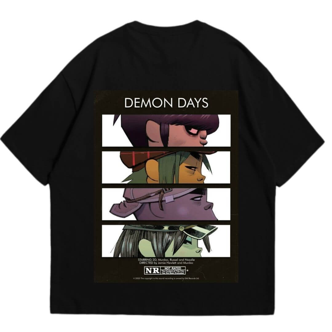 POLOS GORILLAZ OVERSIZE ALGODON NEGRO - TALLAS 16 AL XL - 3