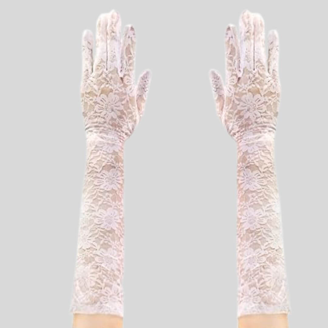 GUANTES LARGOS DE ENCAJE BLANCO ELEGANCE DISFRAZ - 2