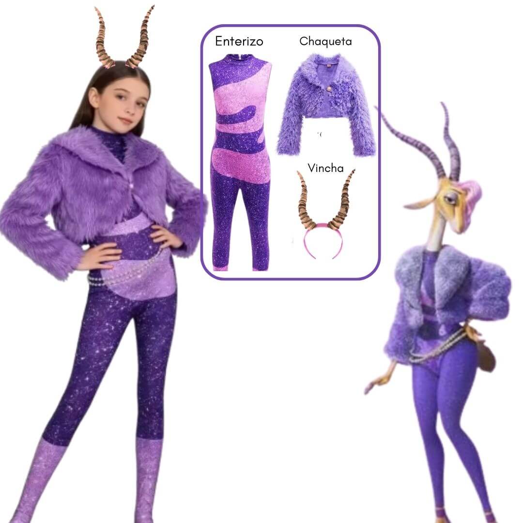 DISFRAZ GAZELLE ZOOTOPIA PELUCHE TRAJE - TALLAS 4 HASTA 14 - 1