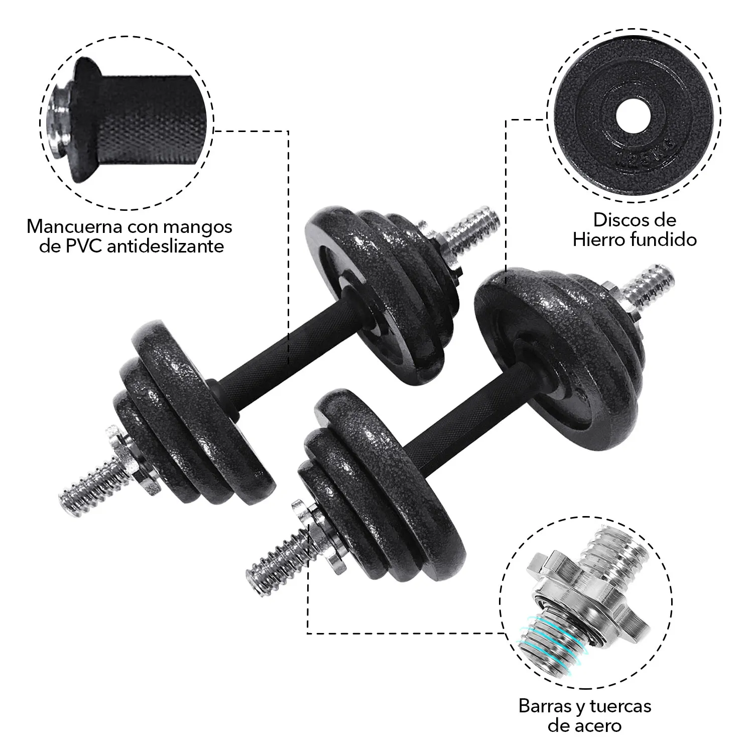 SET MANCUERNAS ATLETIS 1632550 METAL 20KG - 4