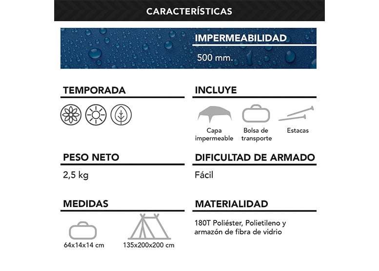 CARPA ATLETIS 4 PERSONAS CAMPING OUTDOOR AZUL - 7