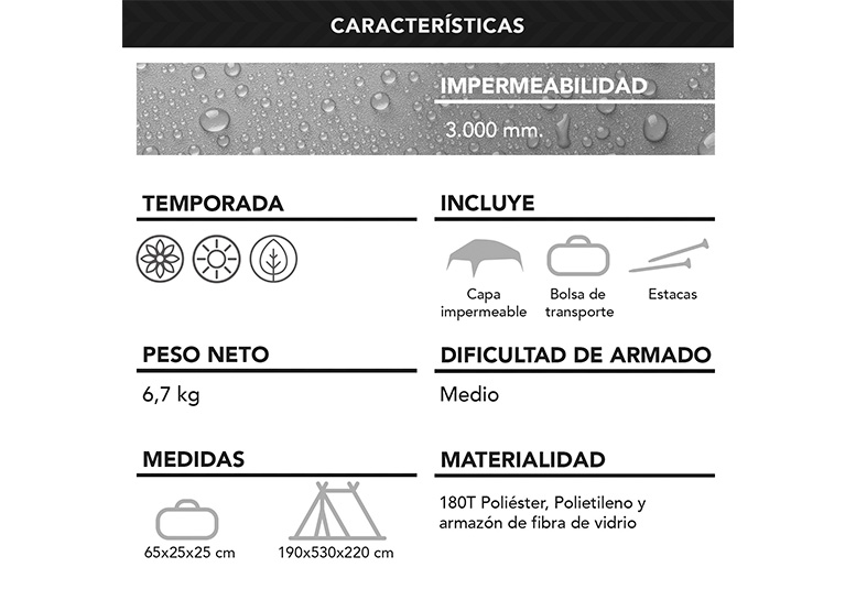 CARPA ATLETIS 8 PERSONAS CAMPING OUTDOOR GRIS - 7