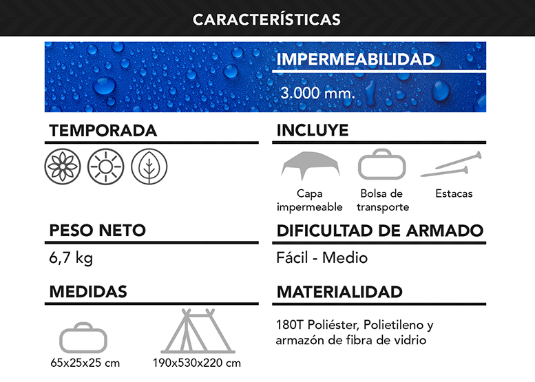 CARPA ATLETIS 8 PERSONAS CAMPING OUTDOOR AZUL - 7