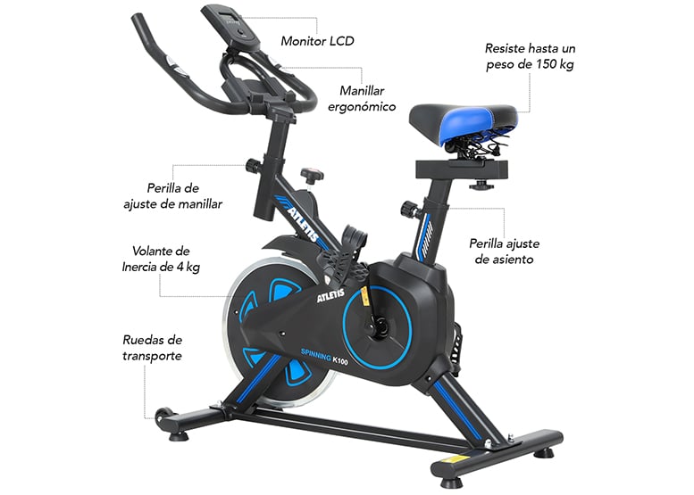 BICICLETA SPINNING K100 AZUL - 2