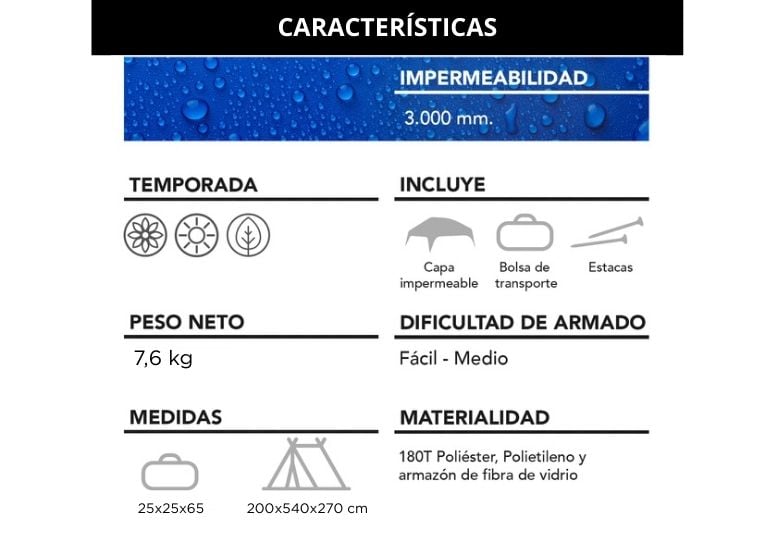 CARPA 10 PERSONAS CAMPING OUTDOOR BEIGE - 9