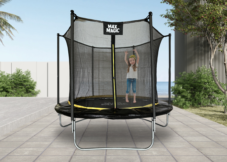 CAMA ELÁSTICA MAX MAGIC 244CM NEGRA CON RED DE SEGURIDAD - 2