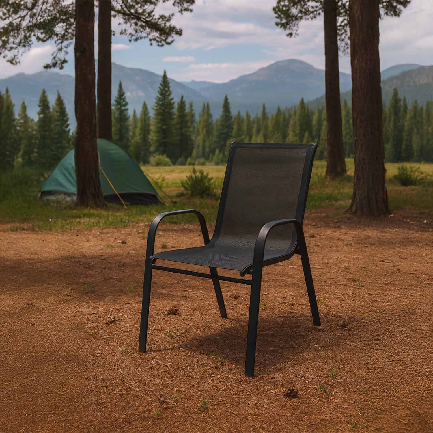 SILLA DE EXTERIOR DE ACERO 88X56X72 NEGRO - 2