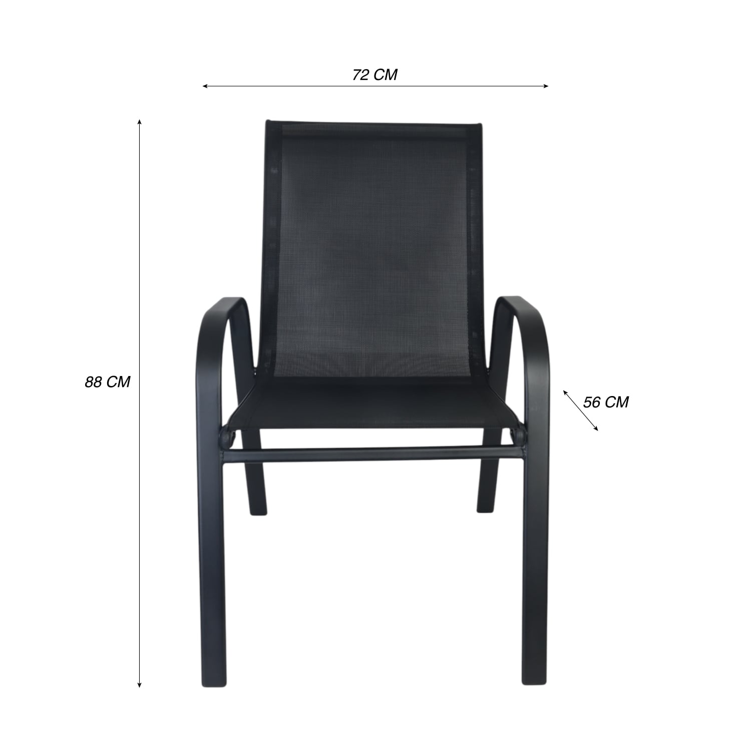 SILLA DE EXTERIOR DE ACERO 88X56X72 NEGRO - 3