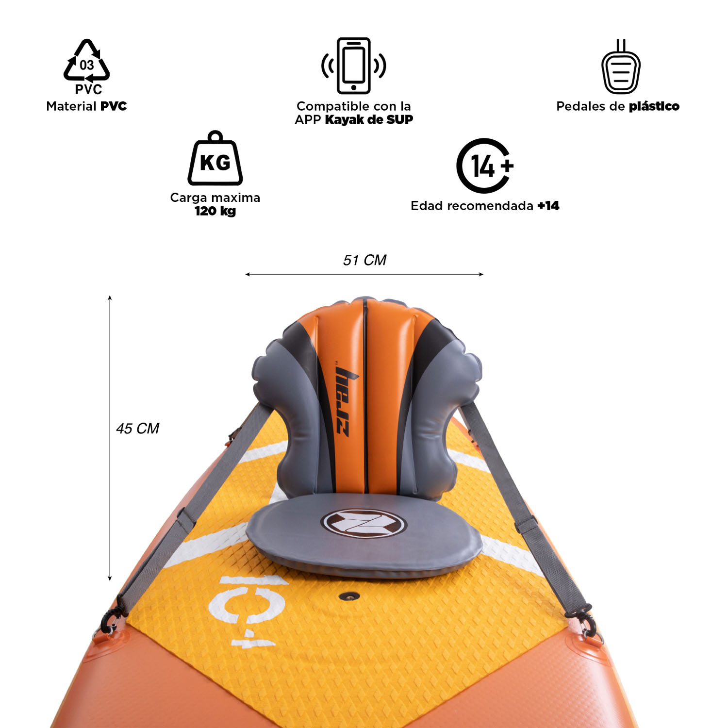 ASIENTO STAND UP PADDLE O KAYAK GRIS - 5