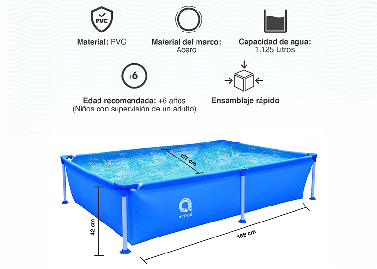 PISCINA ESTRUCTURAL ATLETIS 42X127X188 CM 1125 L CELESTE - 3