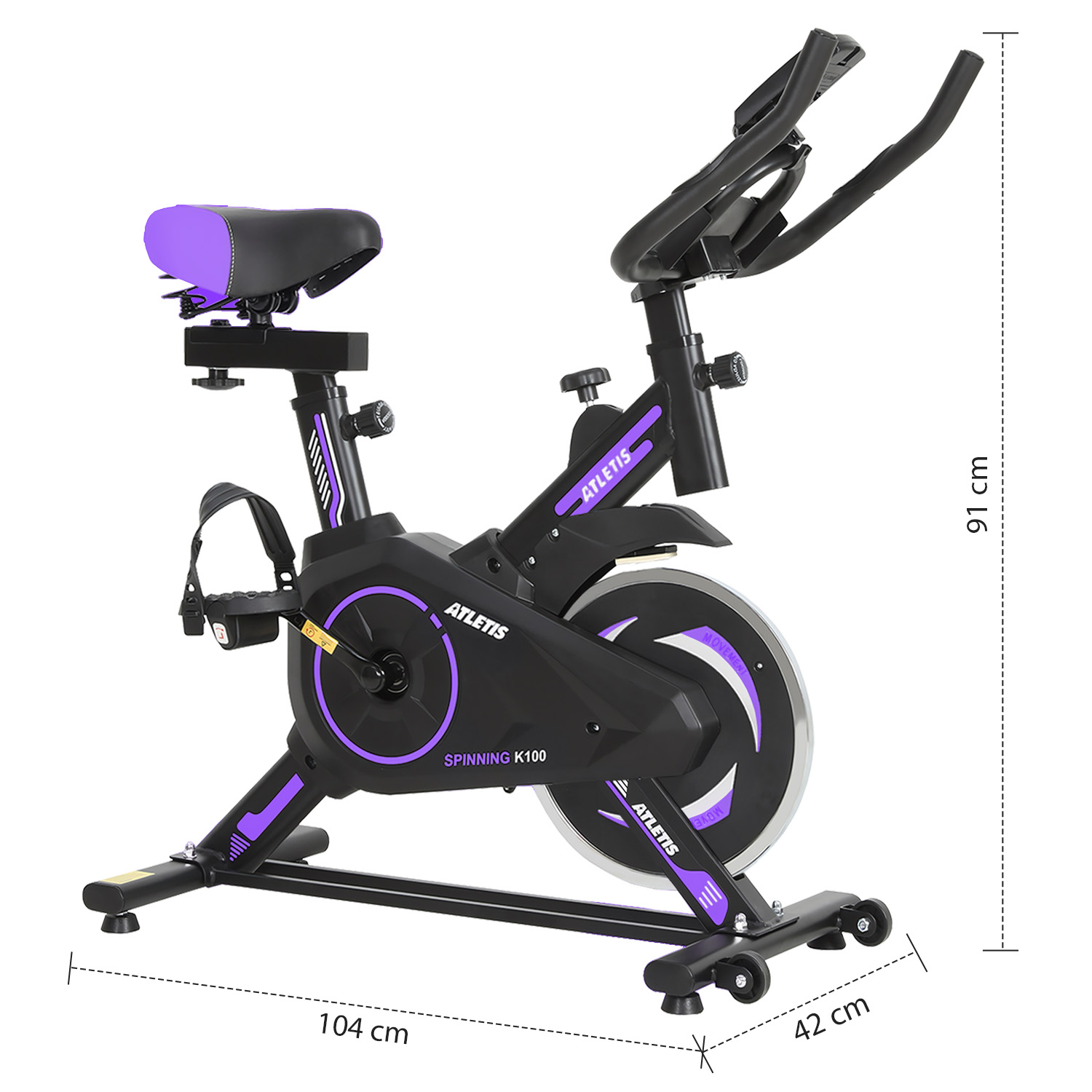 BICICLETA SPINNING K100 LITE MORADO - 6