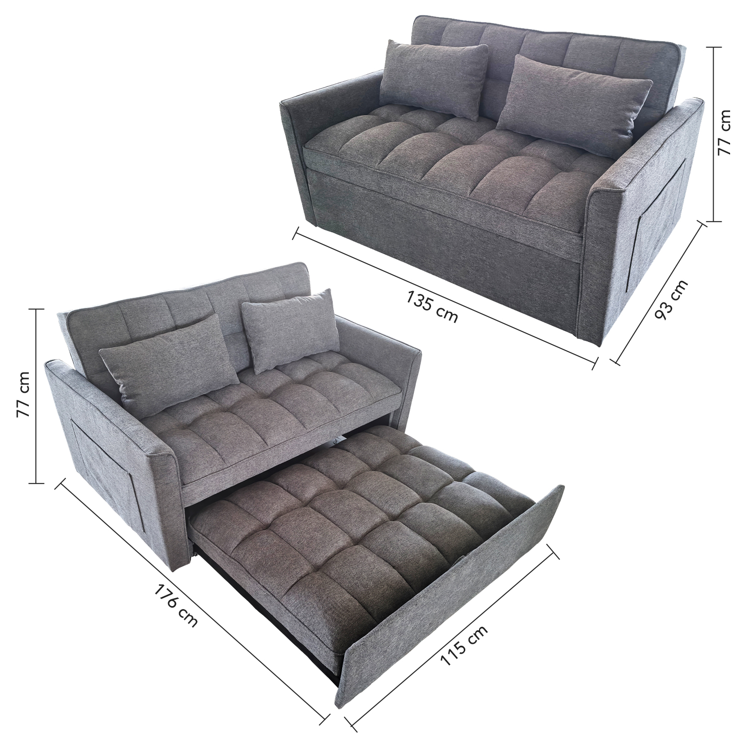 SOFA CAMA GRIS OSCURO - 8