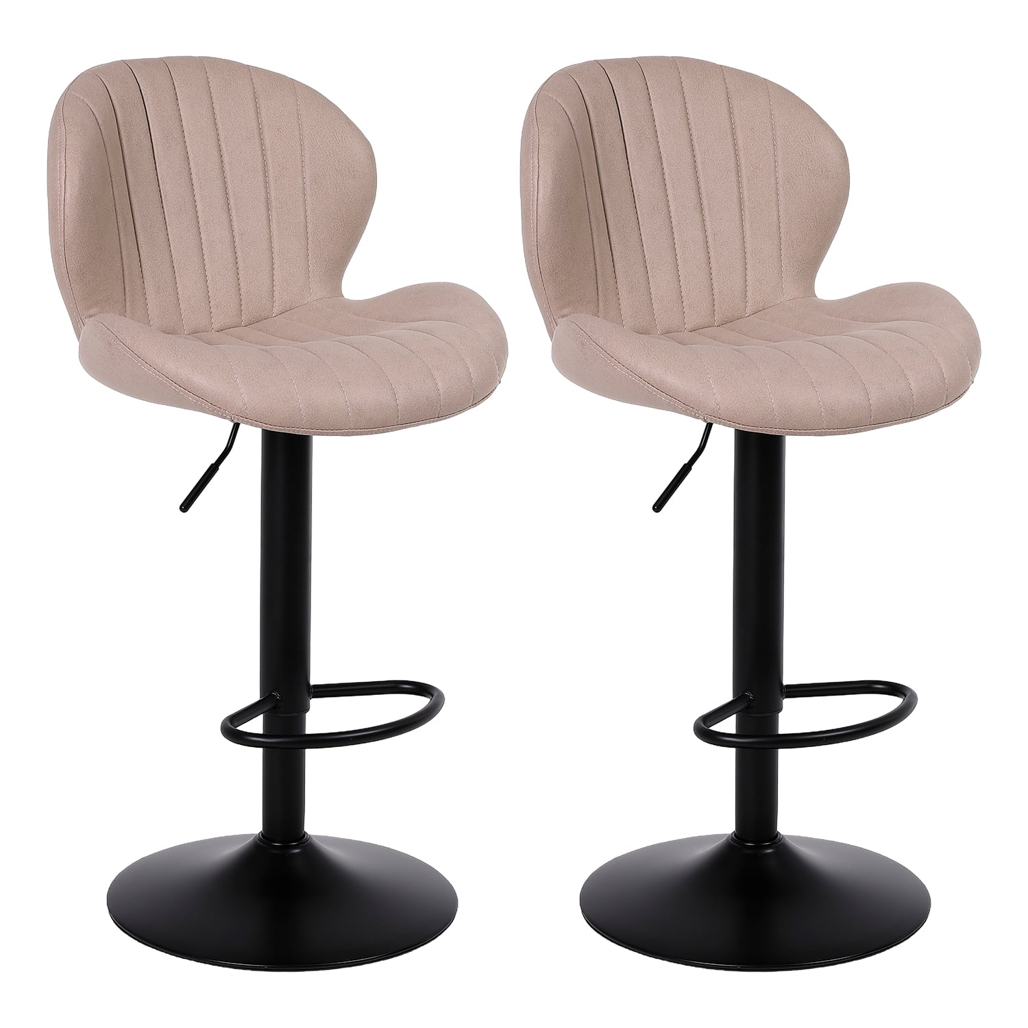 SET X 2 BANCOS DE BAR LOUNGE CON RESPALDO Y REPOSAPIÉS BEIGE - 1