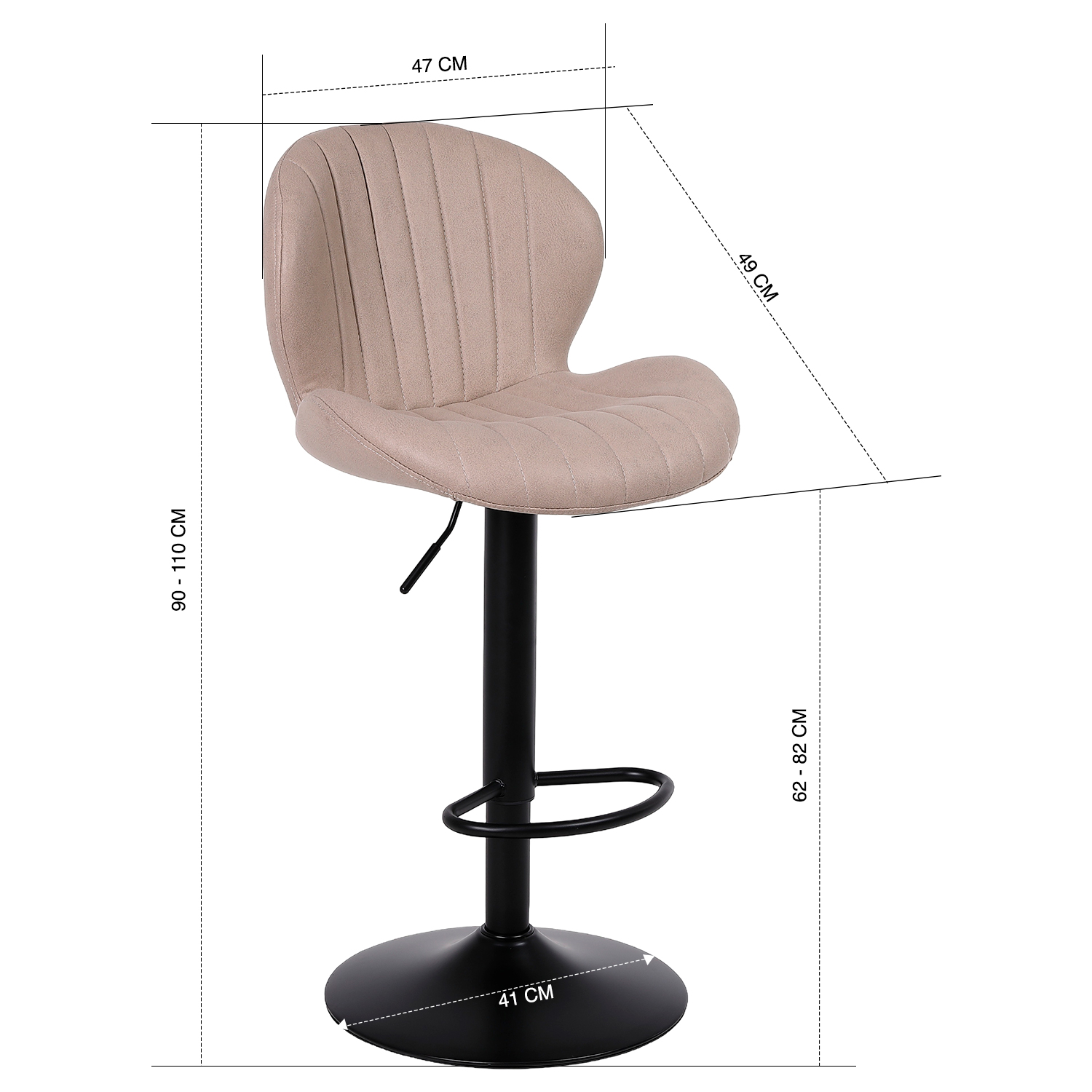 SET X 2 BANCOS DE BAR LOUNGE CON RESPALDO Y REPOSAPIÉS BEIGE - 8
