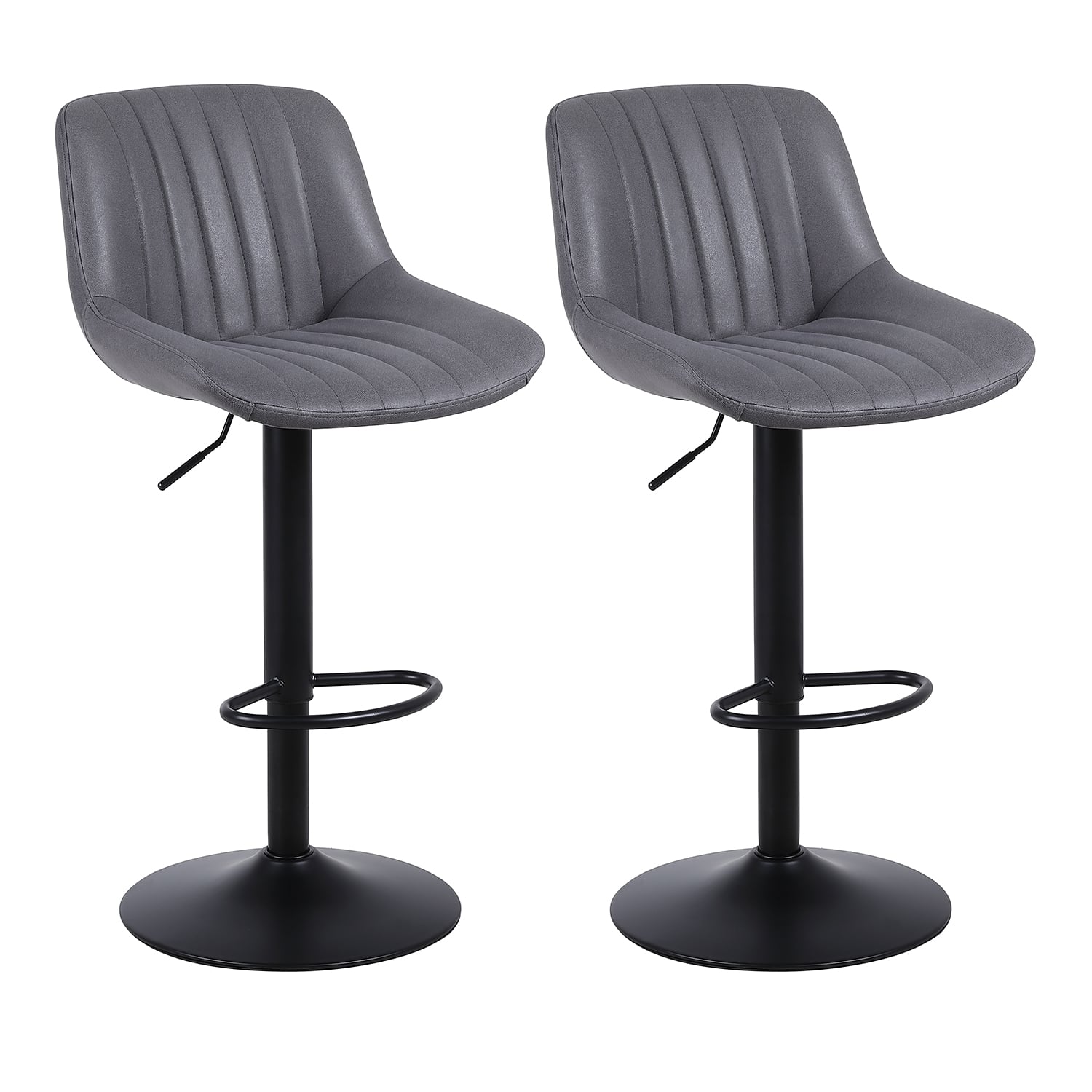 SET X 2 SILLA DE BAR NEW YORK CON RESPALDO Y REPOSAPIÉS GRIS - 1