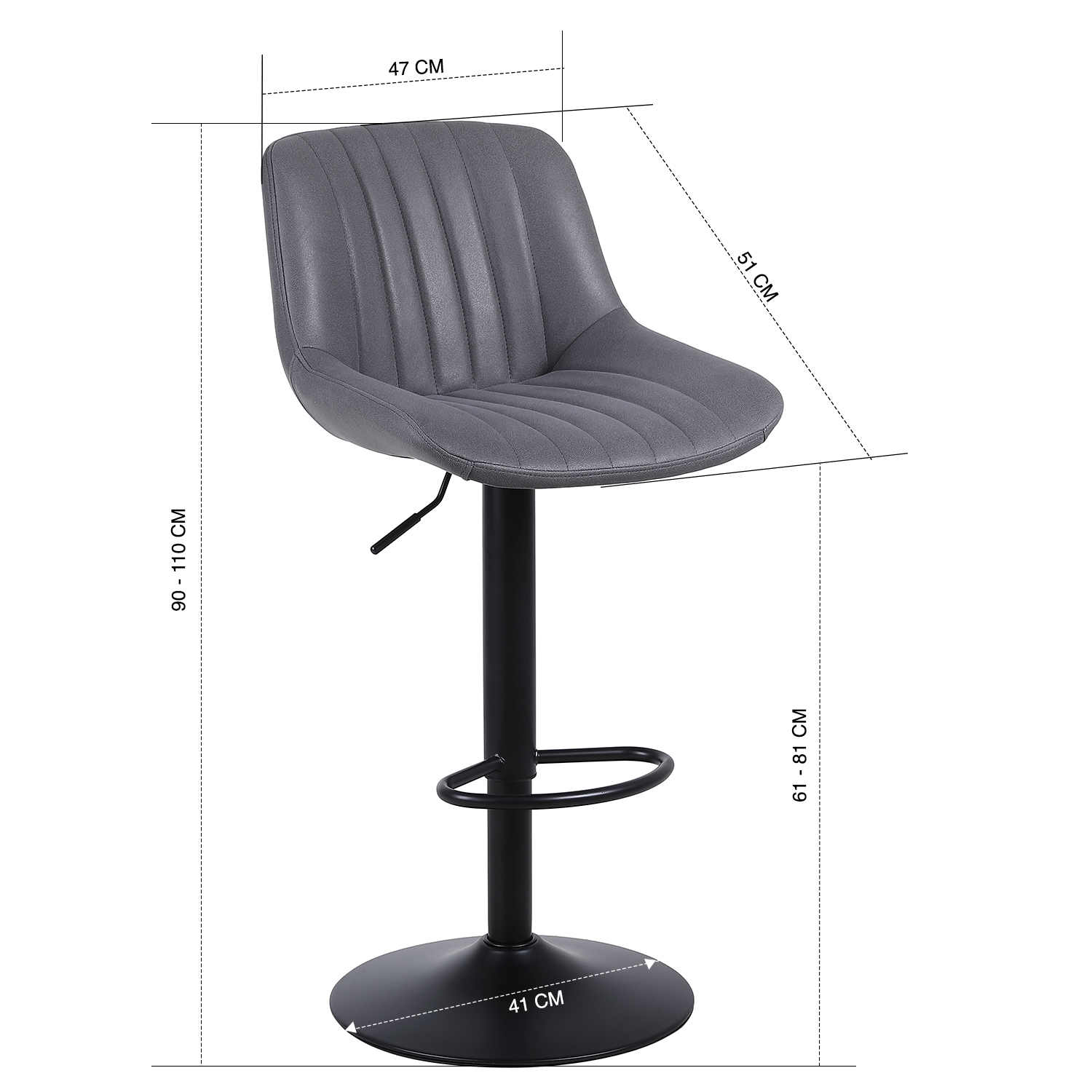 SET X 2 SILLA DE BAR NEW YORK CON RESPALDO Y REPOSAPIÉS GRIS - 8