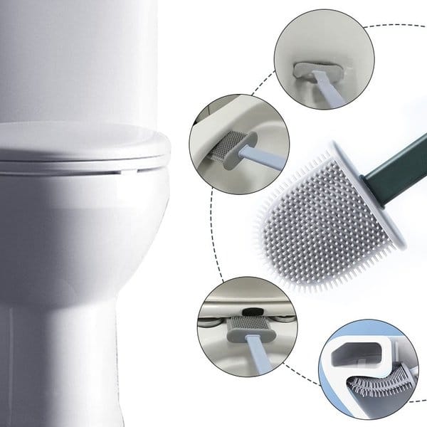 CEPILLO DE SILICONA PARA INODORO DE BAÑO LIMPIEZA PROFUNDA - VERDE - 5