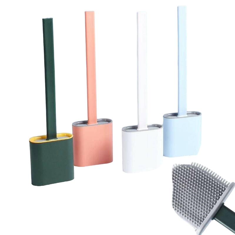 CEPILLO DE SILICONA PARA INODORO DE BAÑO LIMPIEZA PROFUNDA - CELESTE - 2