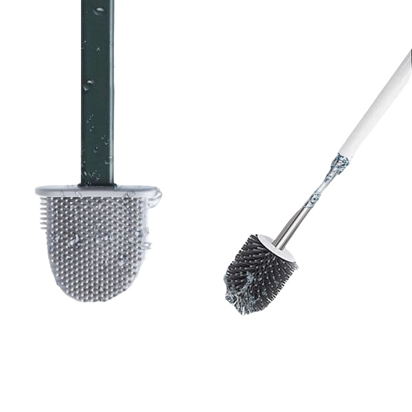 CEPILLO DE SILICONA PARA INODORO DE BAÑO LIMPIEZA PROFUNDA - CELESTE - 3