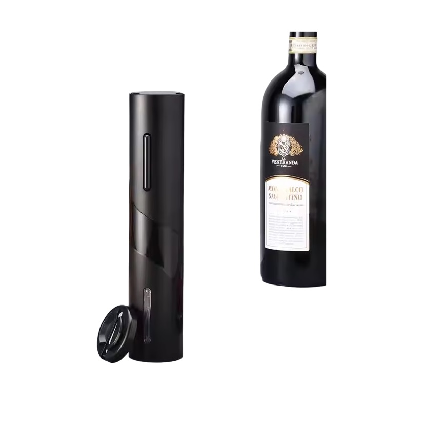 JUEGO SACACORCHOS NEGRO ABRIDOR BOTELLAS VINO ELECTRICO PILAS 4 EN 1 - 3