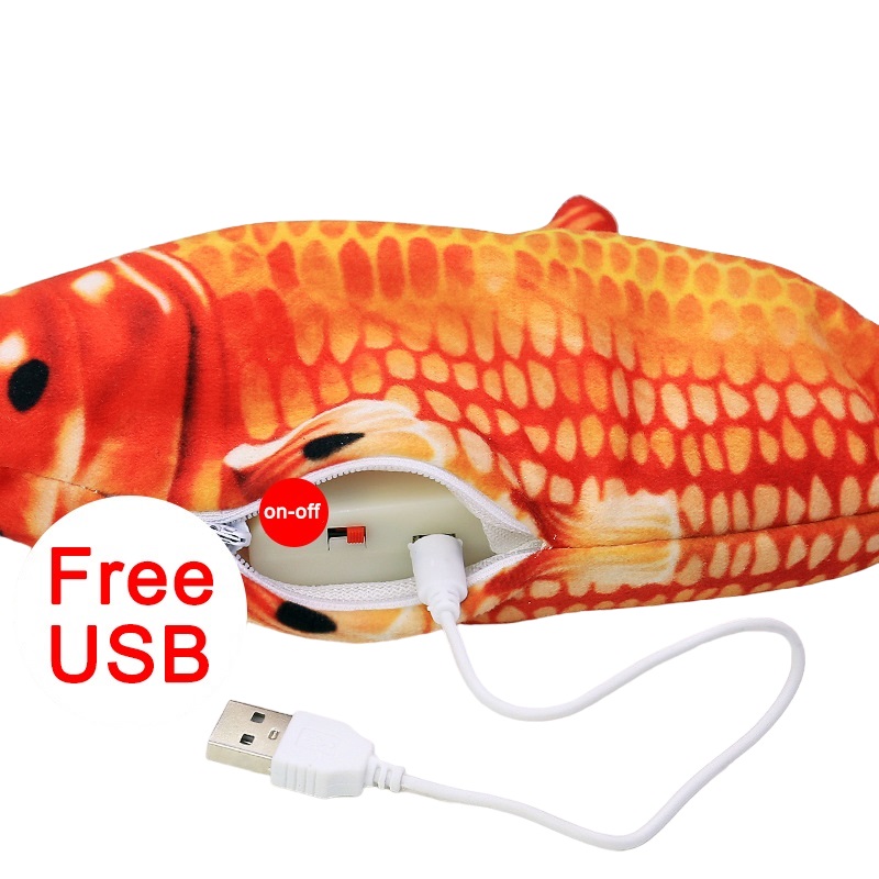 JUGUETE DE PEZ PARA GATO CARGA USB PEZ EN MOVIMIENTO AZUL CON DORADO - 4
