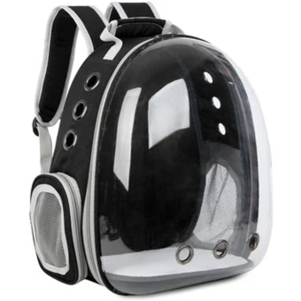 MOCHILA NEGRA TRANSPORTADORA PARA MASCOTAS - 2