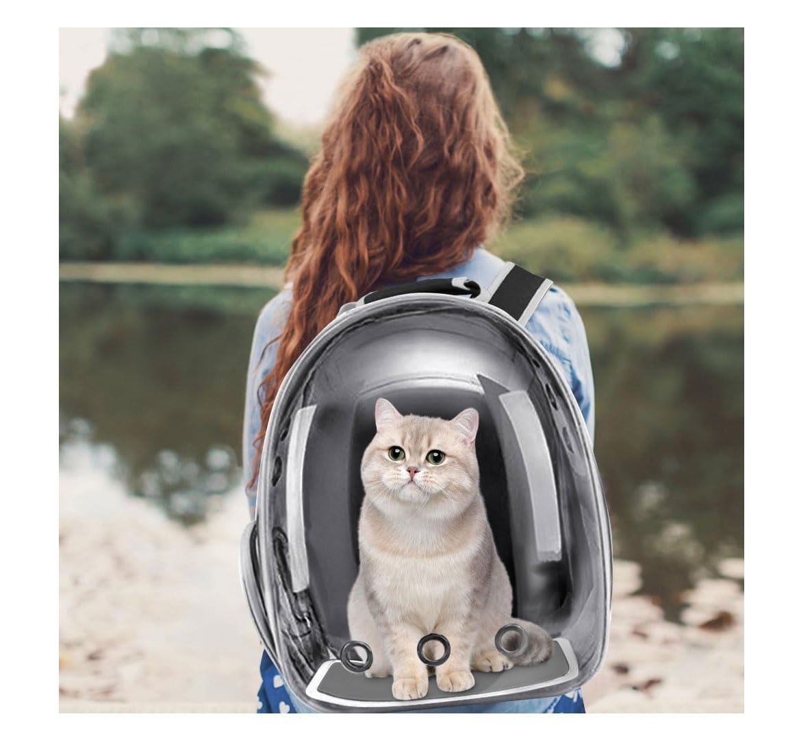 MOCHILA NEGRA TRANSPORTADORA PARA MASCOTAS - 5