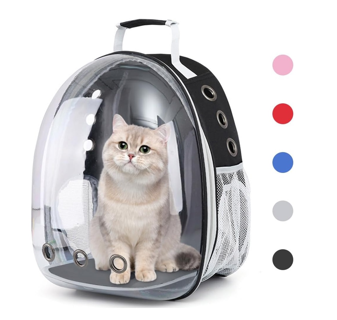 MOCHILA NEGRA TRANSPORTADORA PARA MASCOTAS - 6