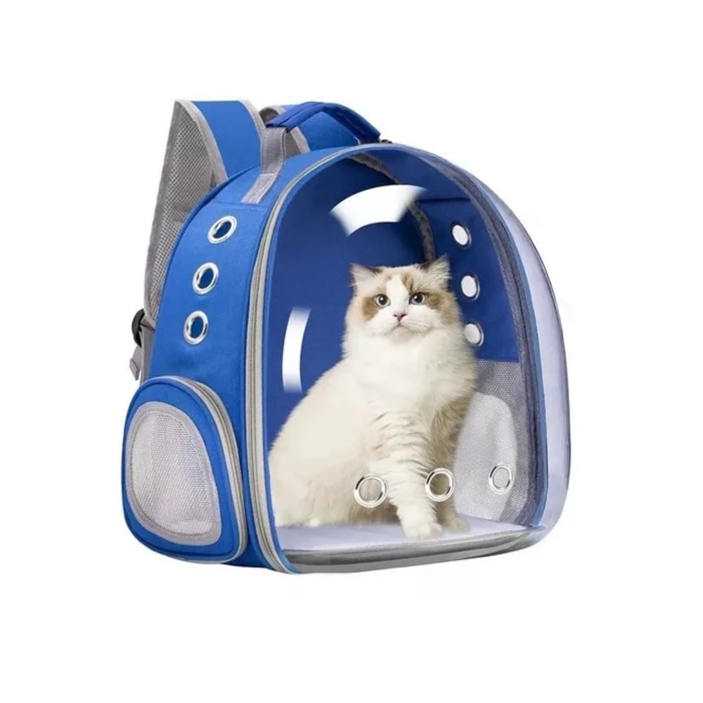 MOCHILA TRANSPORTADORA DE GASTOS Y PERRO TRANSPARENTE AZUL - 2