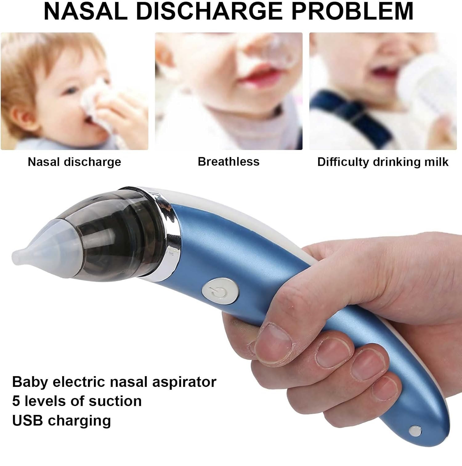 ASPIRADOR ELÉCTRICO NASAL Y AUDITIVO SEGURO PARA RECIÉN NACIDOS ACERO - 8